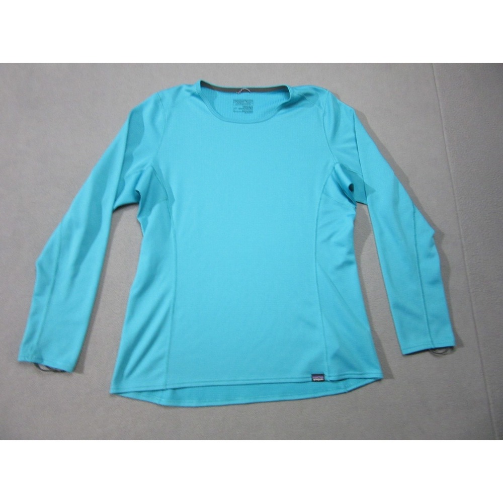 Patagonia Shirt Womens Large Aqua Blue Power Grid Capilene Baselayer Polartec
